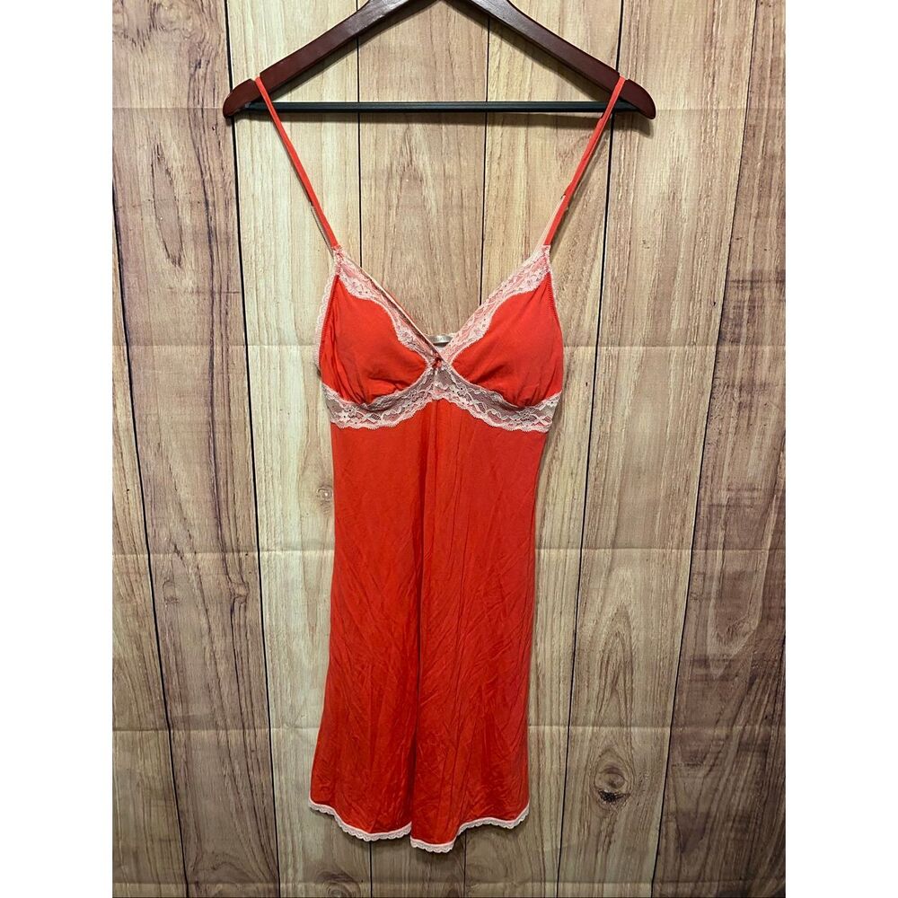Victoria’s Secret M Salmon red nightgown nighty dress lingerie sexy lace